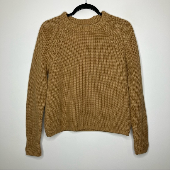 NWT QUINCE 100% Organic Cotton Fisherman Crew Sweater Camel Tan XS - Picture 2 of 6